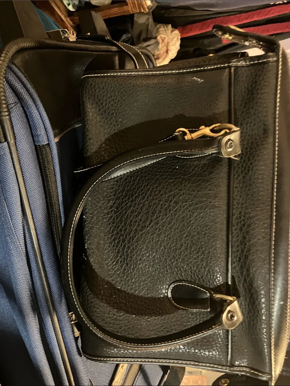 Vintage Dooney & Bourke leather satchel, black pebble leathered